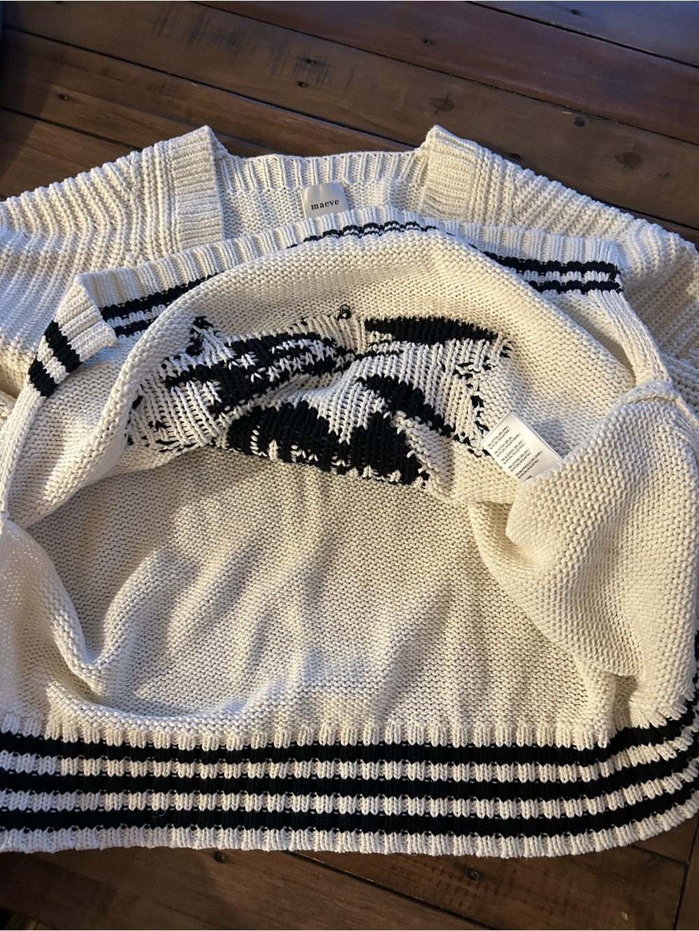 Anthropologie Maeve Catch of the Day Viral Linen Preppy Sweater M - Picture 11 of 15
